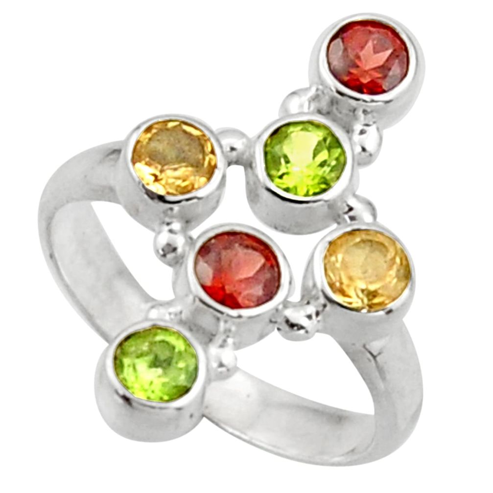 2.52cts natural red garnet peridot 925 silver holy cross ring size 7.5 d46549