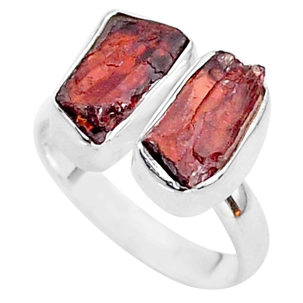 9.70cts natural red garnet rough 925 silver adjustable ring size 7.5 t35025