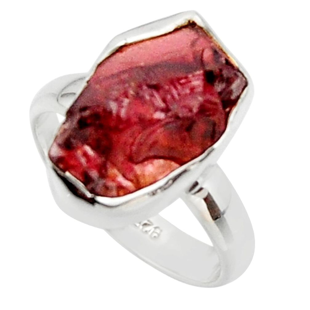 7.33cts natural red garnet rough 925 silver solitaire ring jewelry size 6 r49011
