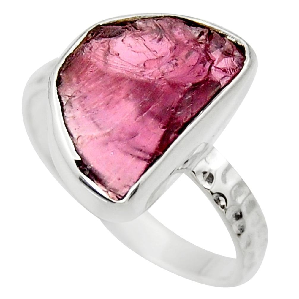 5.92cts natural red garnet rough 925 silver solitaire ring jewelry size 8 r29668