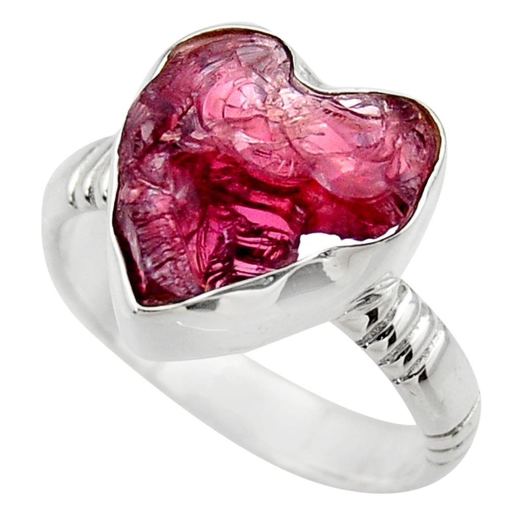 8.22cts natural red garnet rough 925 silver solitaire ring jewelry size 8 r29678