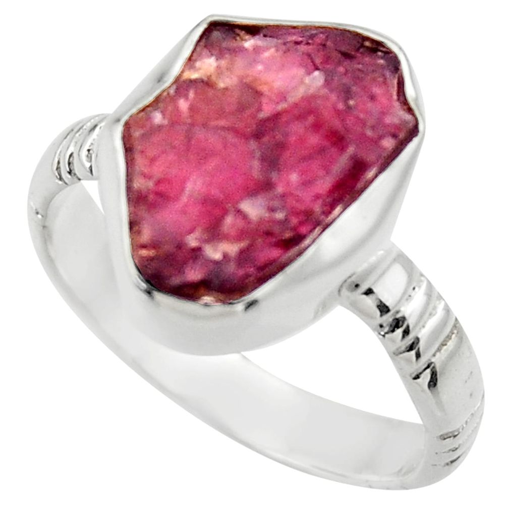 8.42cts natural red garnet rough 925 silver solitaire ring jewelry size 9 r29674