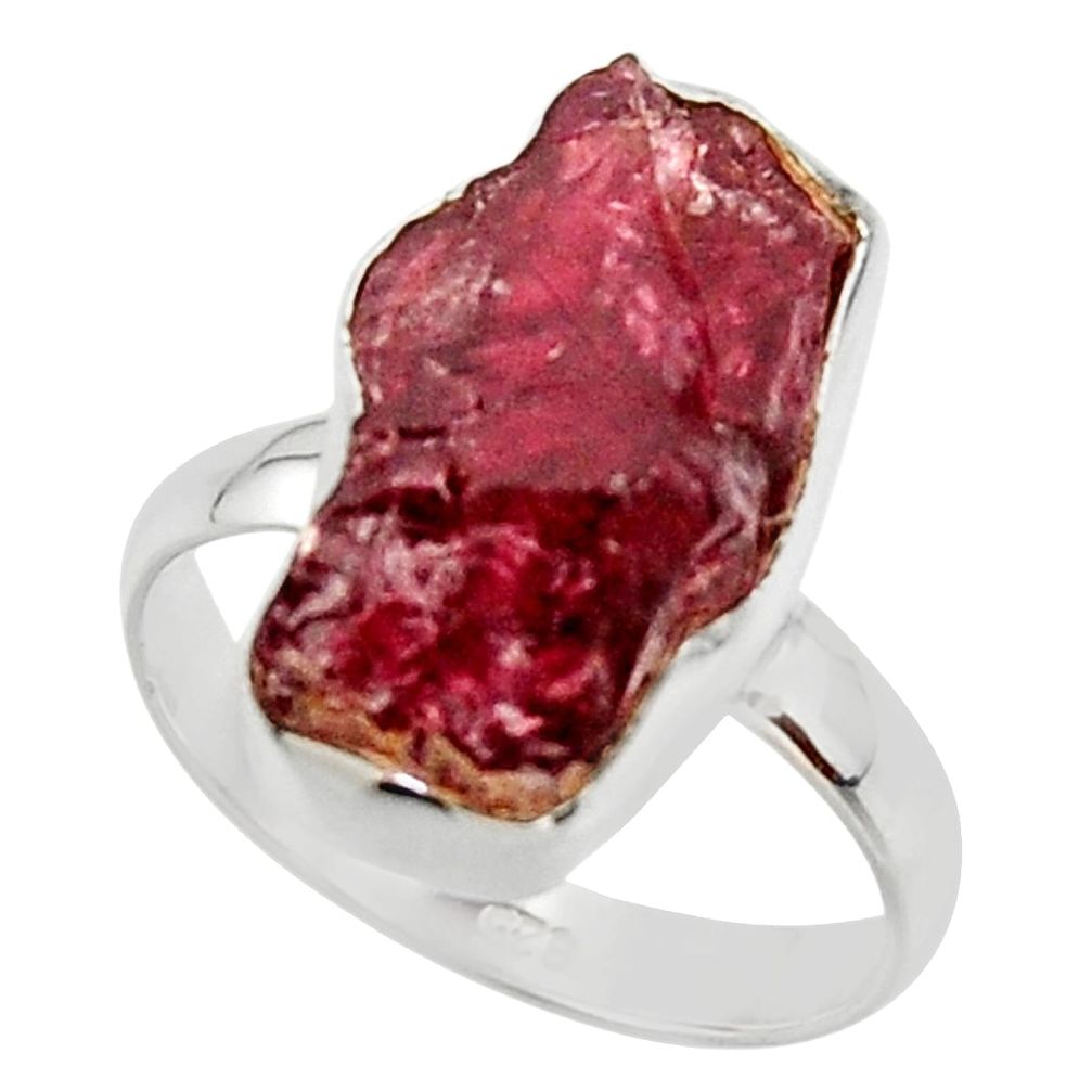 9.32cts natural red garnet rough 925 silver solitaire ring size 8.5 r49016
