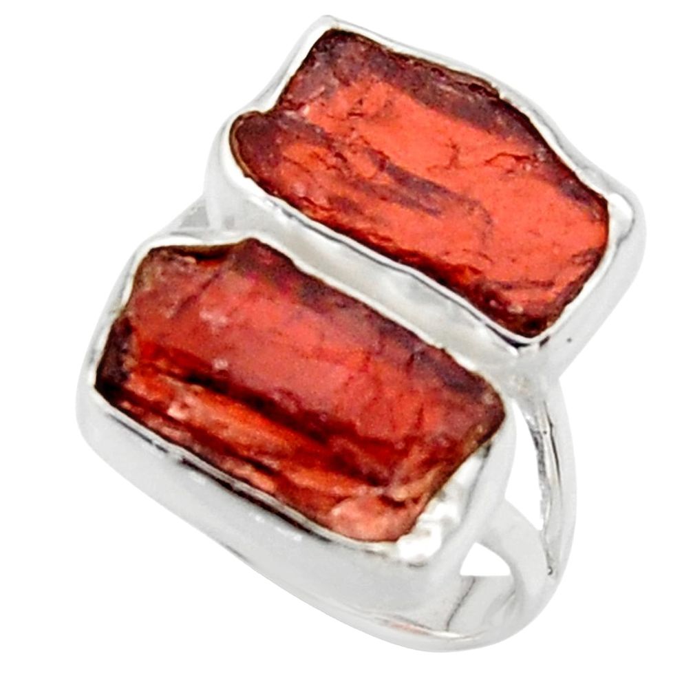12.06cts natural red garnet rough 925 sterling silver ring jewelry size 6 r49057