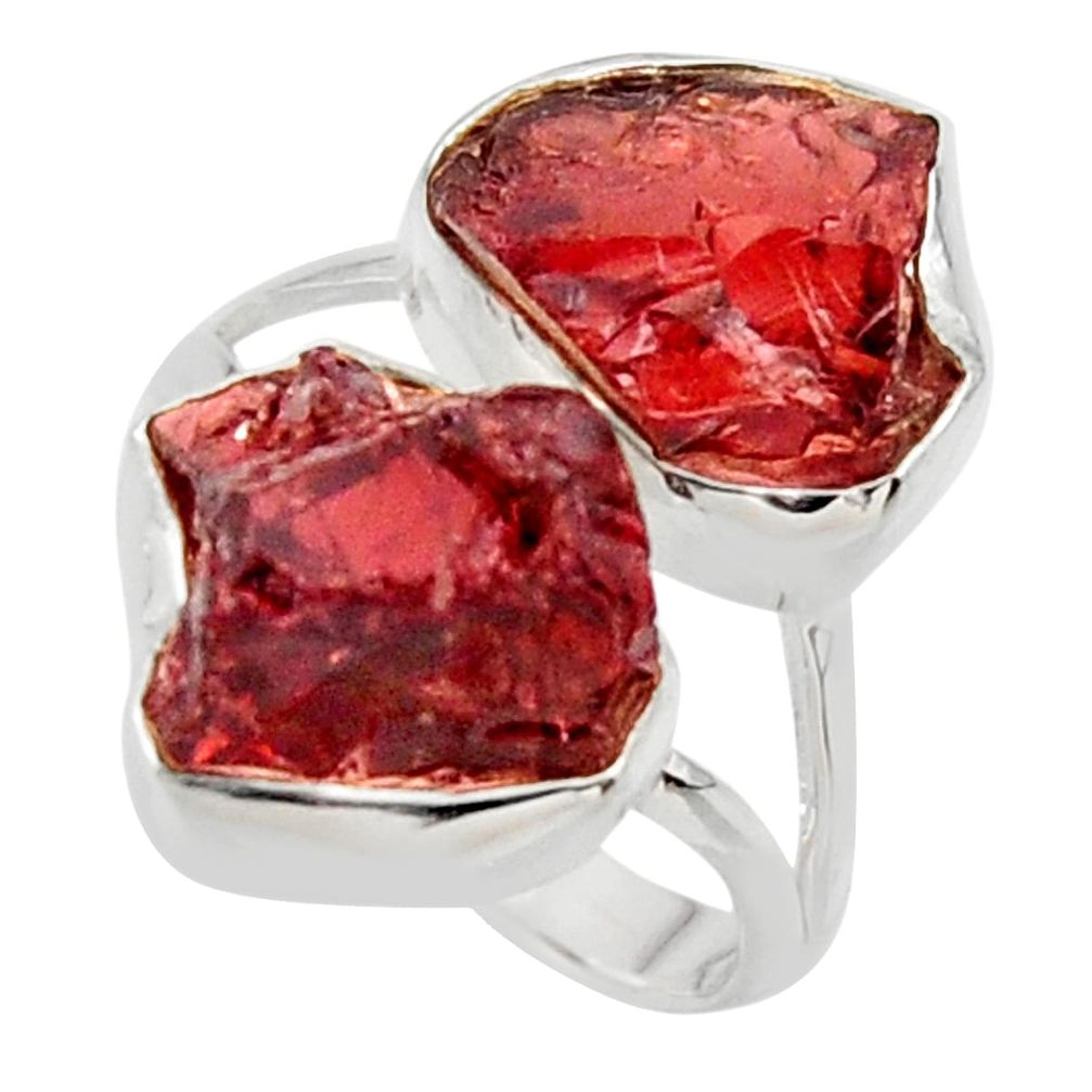 14.72cts natural red garnet rough 925 sterling silver ring jewelry size 8 r49053