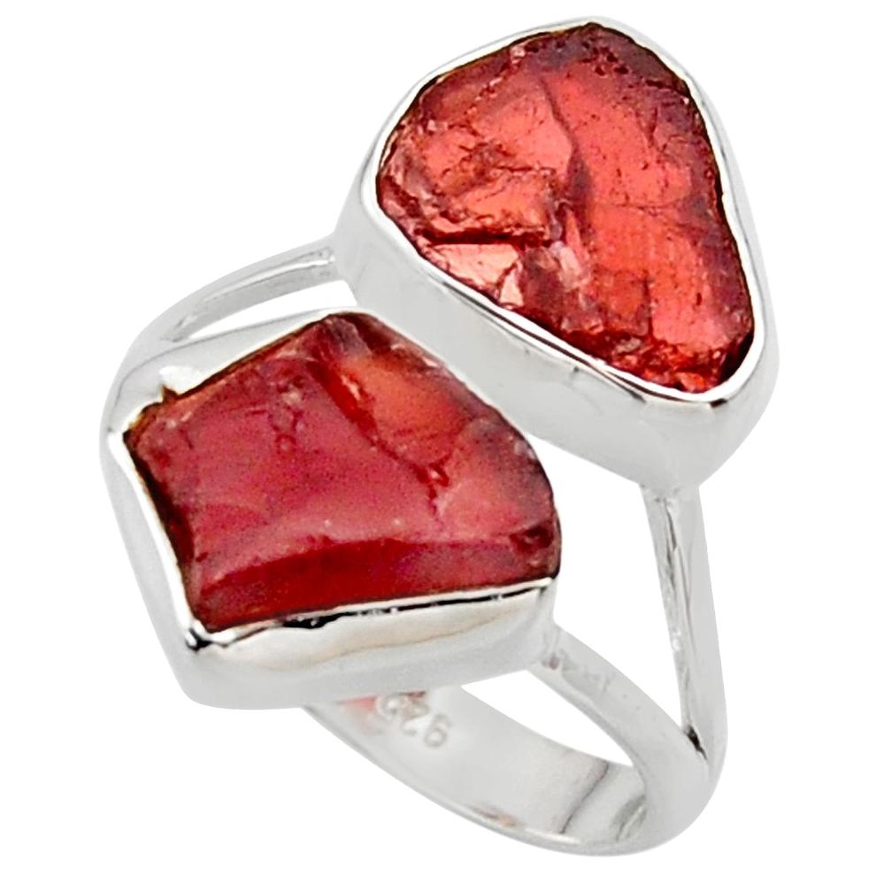 12.52cts natural red garnet rough 925 sterling silver ring size 8.5 r49055