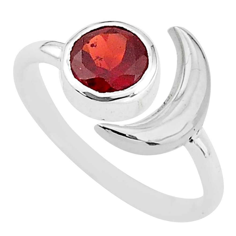 2.39cts natural red garnet round sterling silver adjustable ring size 8 t4246