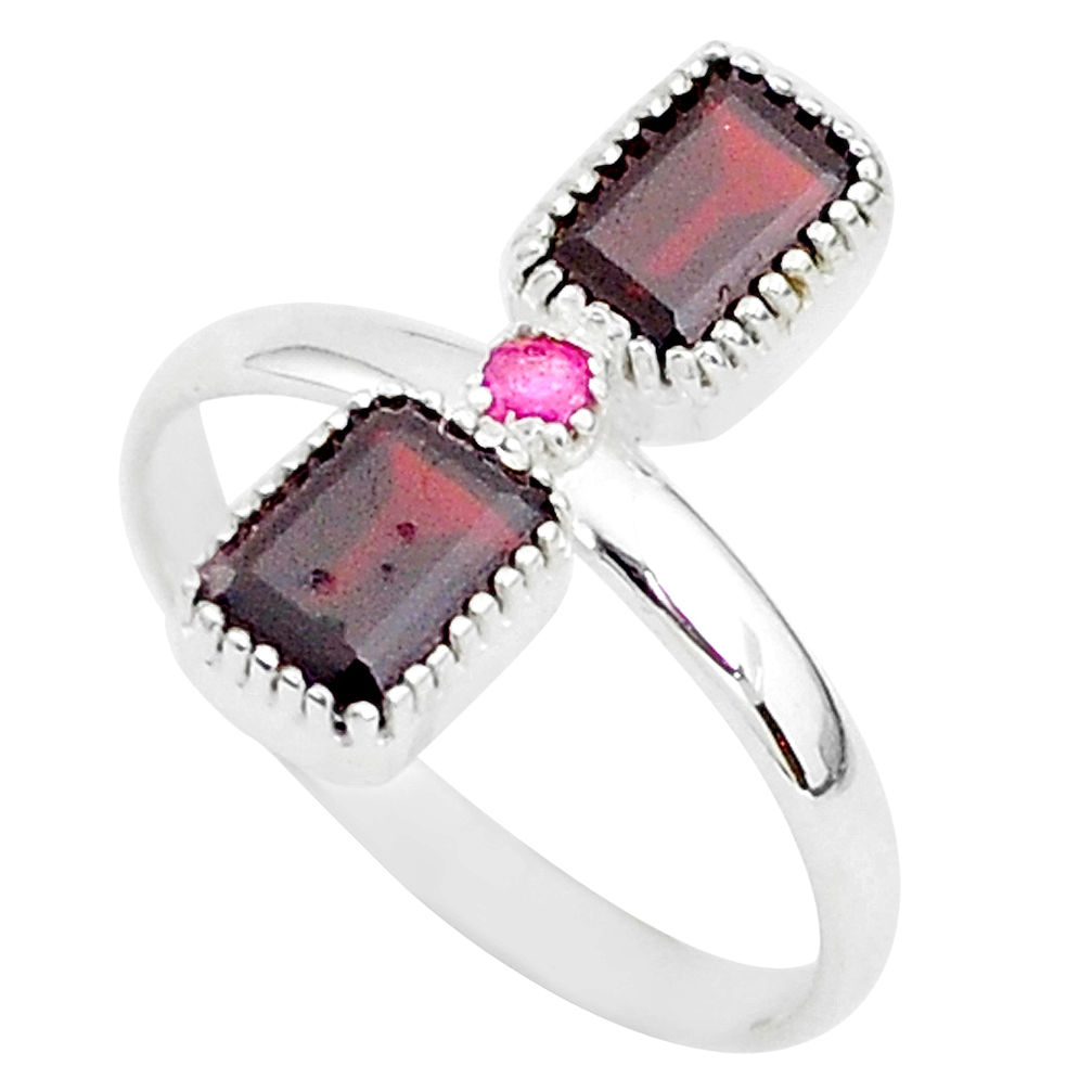 3.42cts natural red garnet ruby 925 sterling silver handmade ring size 8 t5592