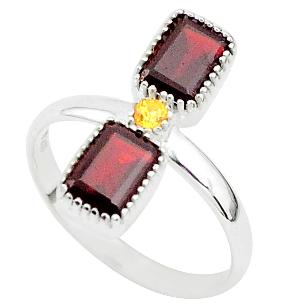 3.40cts natural red garnet yellow citrine 925 sterling silver ring size 10 t5573