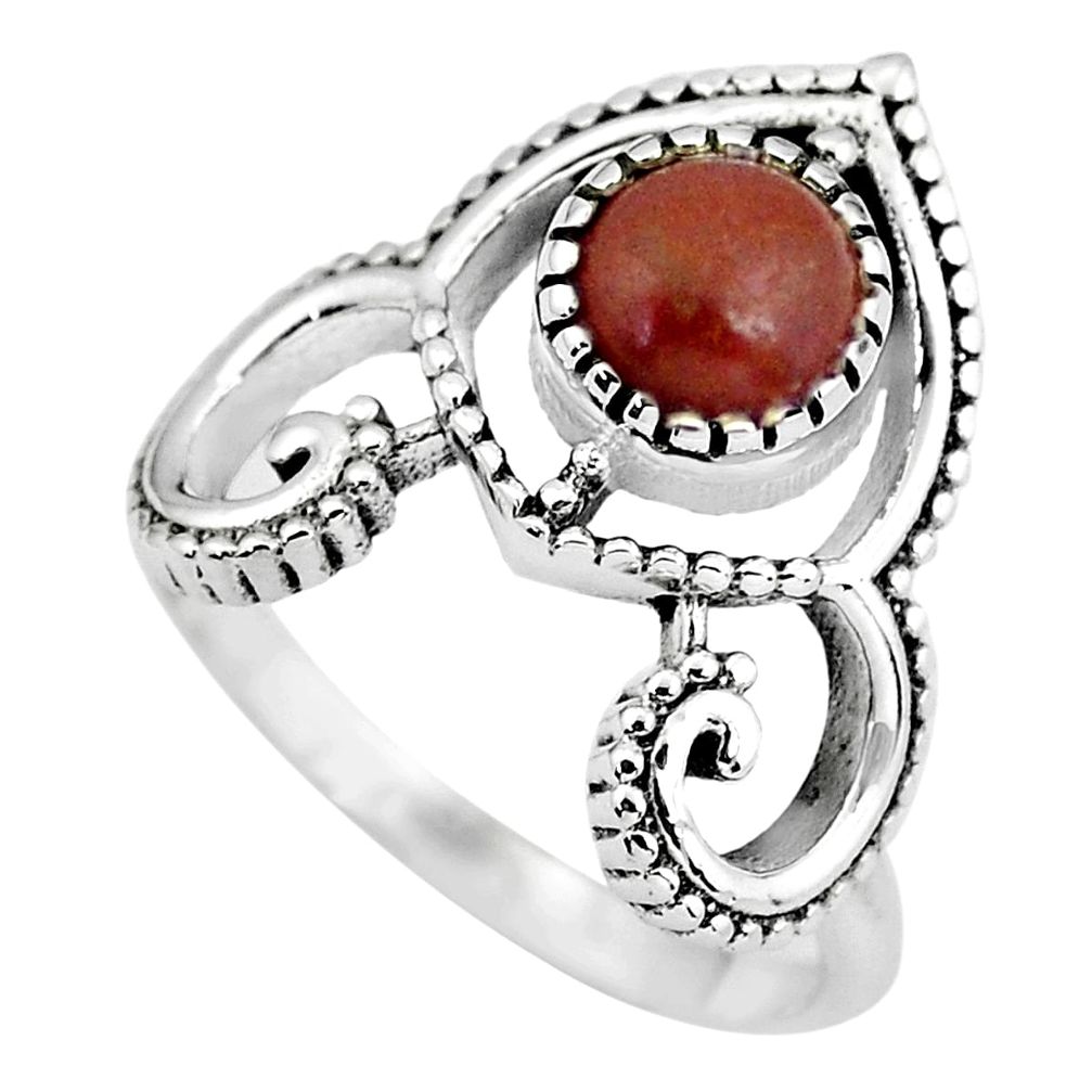 1.21cts natural red jasper 925 sterling silver solitaire ring size 7.5 p57823