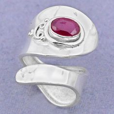 1.48cts natural red ruby 925 sterling silver adjustable ring size 6 t88022