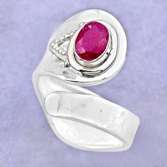 1.45cts natural red ruby 925 sterling silver adjustable ring size 7.5 t88115