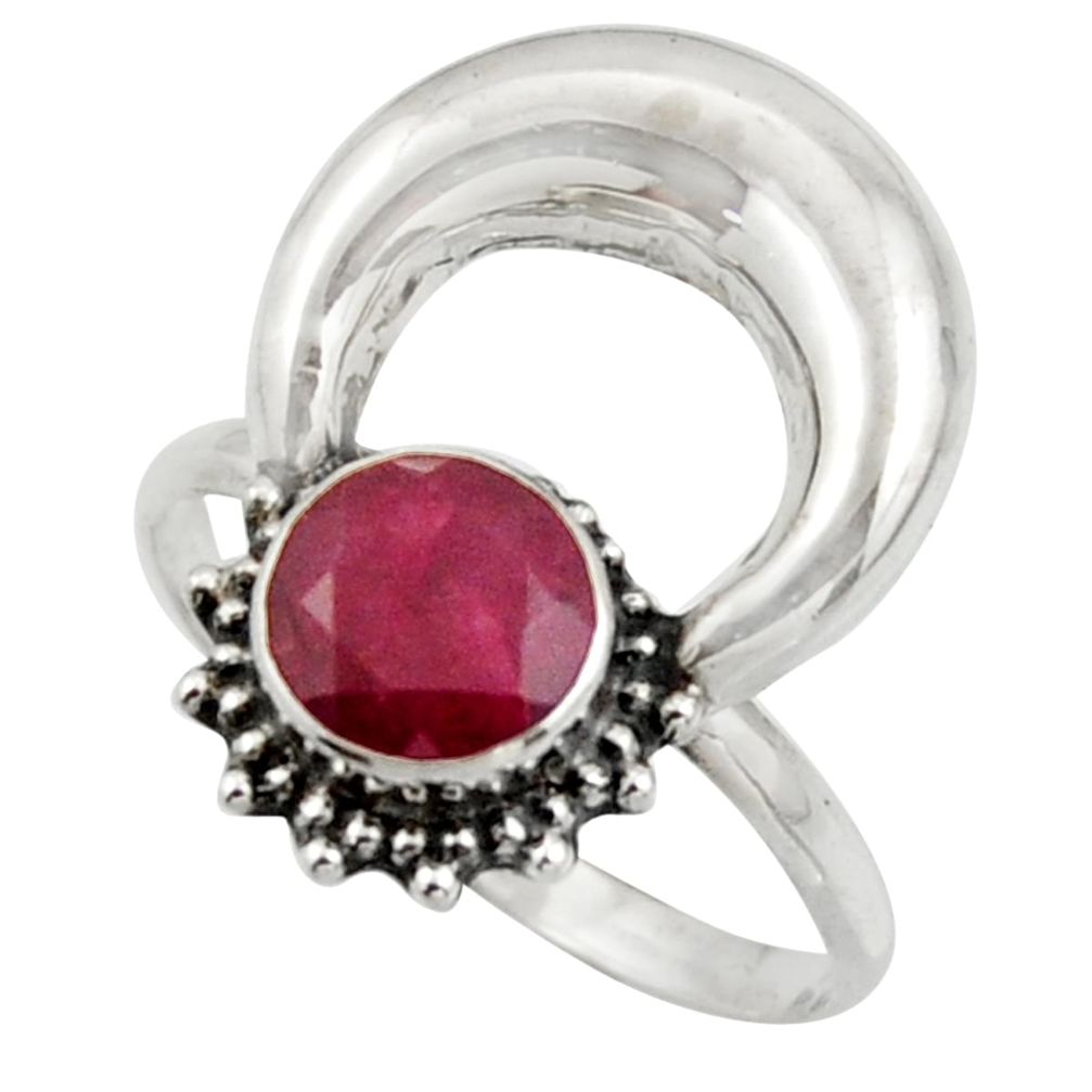 2.40cts natural red ruby 925 sterling silver half moon ring size 8.5 r41610