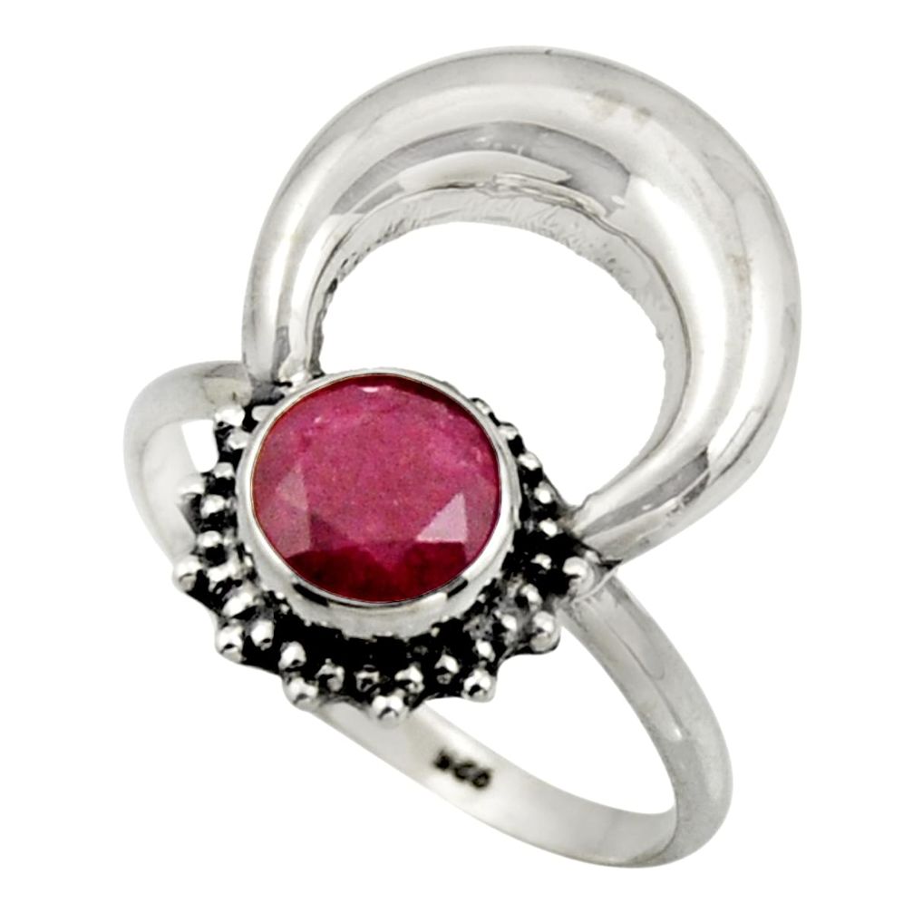 2.58cts natural red ruby 925 sterling silver half moon ring size 9 r41632