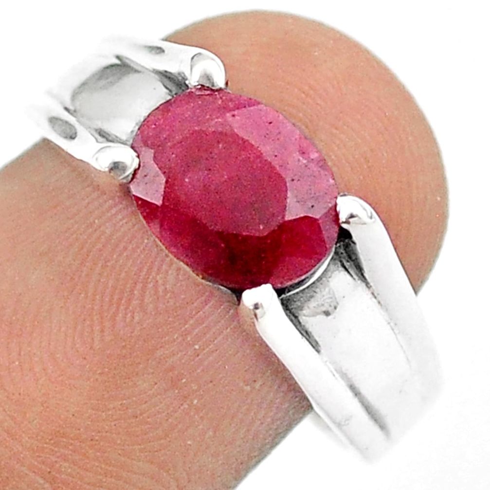 3.21cts natural red ruby 925 sterling silver mens ring jewelry size 8 u24222