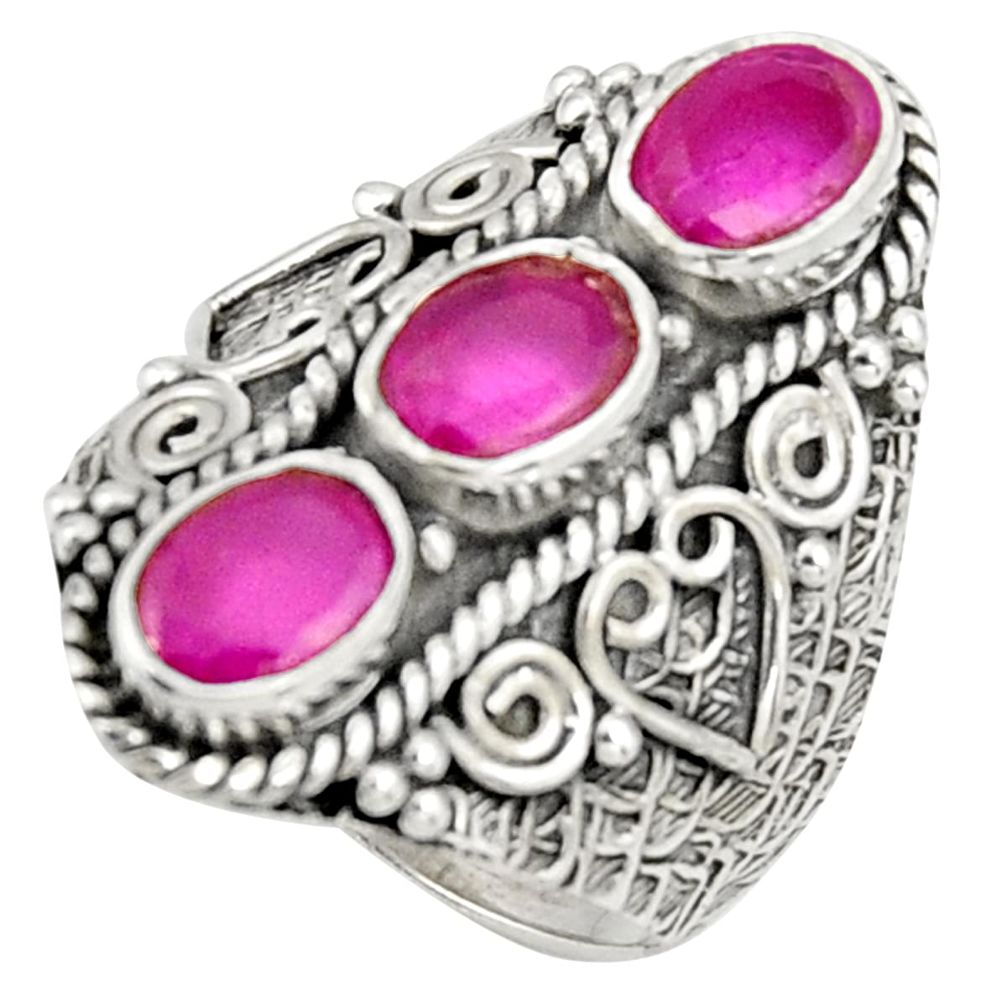 4.56cts natural red ruby 925 sterling silver ring jewelry size 7.5 r37991