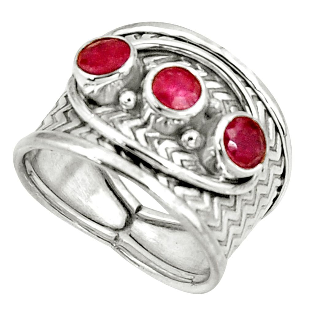 1.77cts natural red ruby 925 sterling silver ring jewelry size 7 r38026