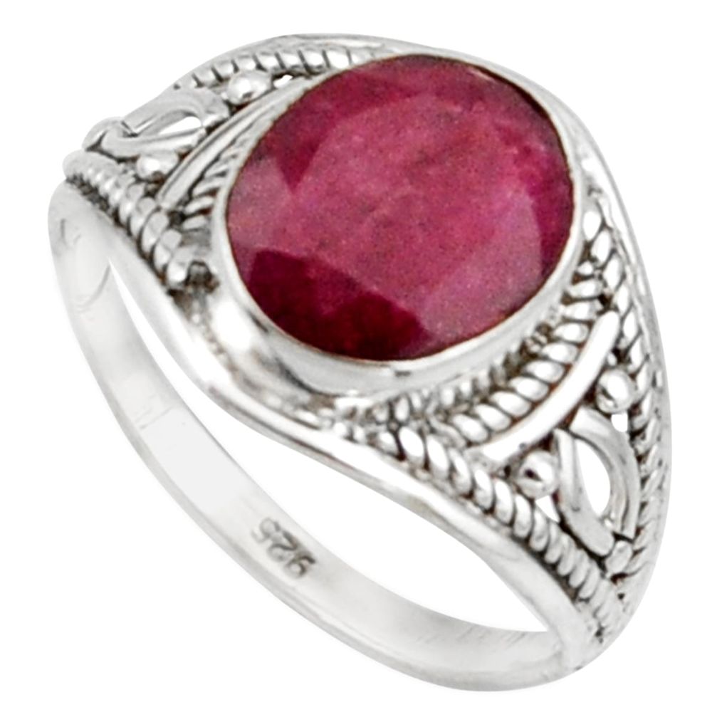 3.43cts natural red ruby 925 sterling silver ring jewelry size 7 r42743
