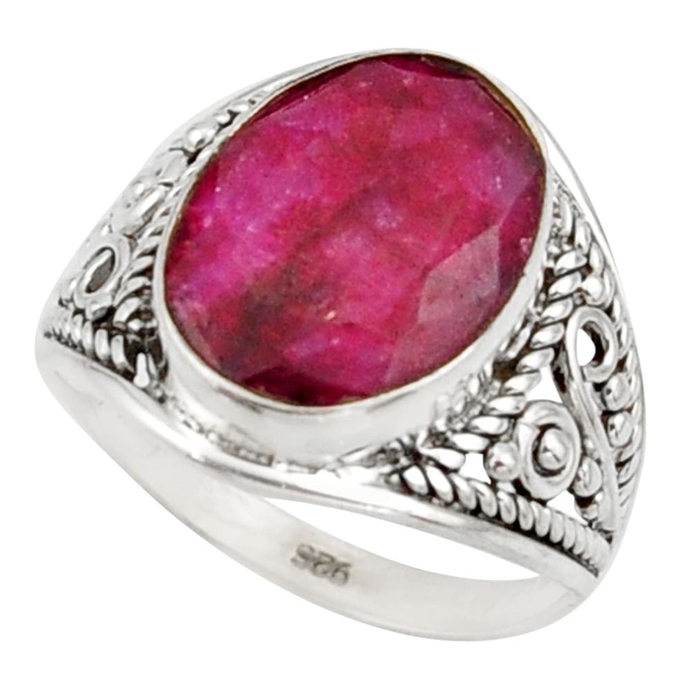 6.22cts natural red ruby 925 sterling silver ring jewelry size 7 r42781