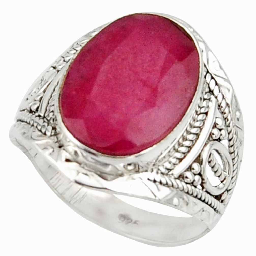 6.51cts natural red ruby 925 sterling silver ring jewelry size 7 r42803