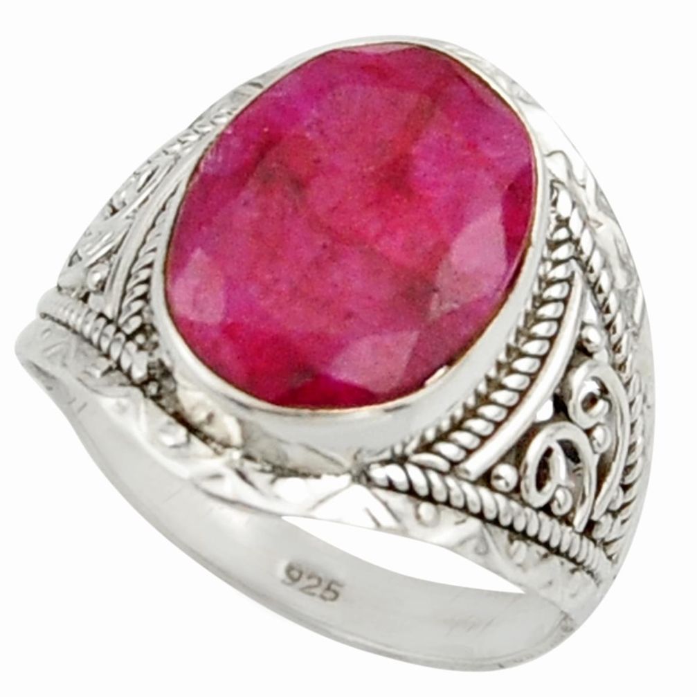 6.39cts natural red ruby 925 sterling silver ring jewelry size 8 r42801