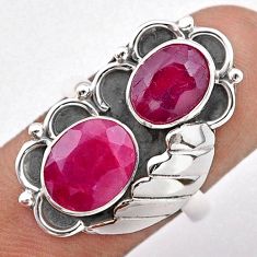 7.62cts natural red ruby 925 sterling silver ring jewelry size 8 t86561