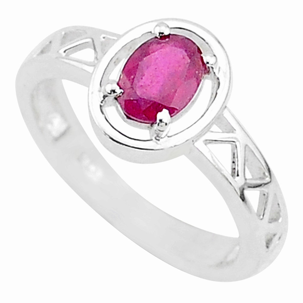 1.64cts natural red ruby 925 sterling silver solitaire ring jewelry size 7 t5239