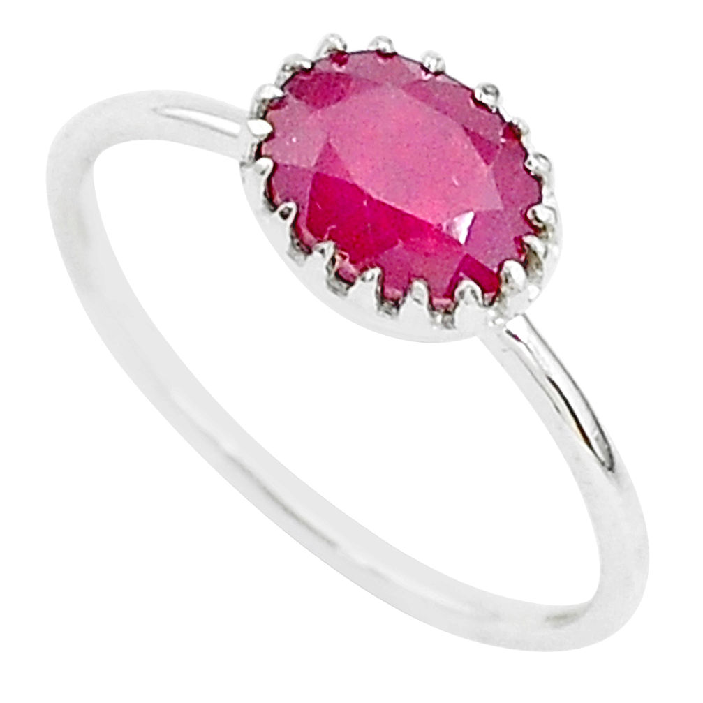 2.02cts natural red ruby 925 sterling silver solitaire ring jewelry size 9 t5232