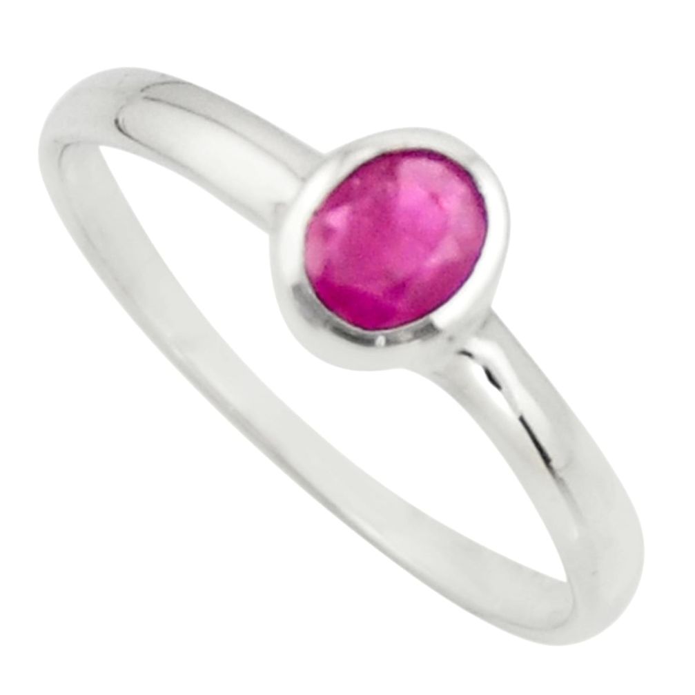 0.88cts natural red ruby 925 sterling silver solitaire ring size 6.5 r25977