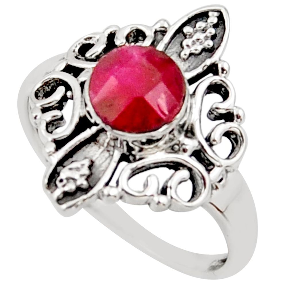 1.08cts natural red ruby 925 sterling silver solitaire ring size 5.5 r35915