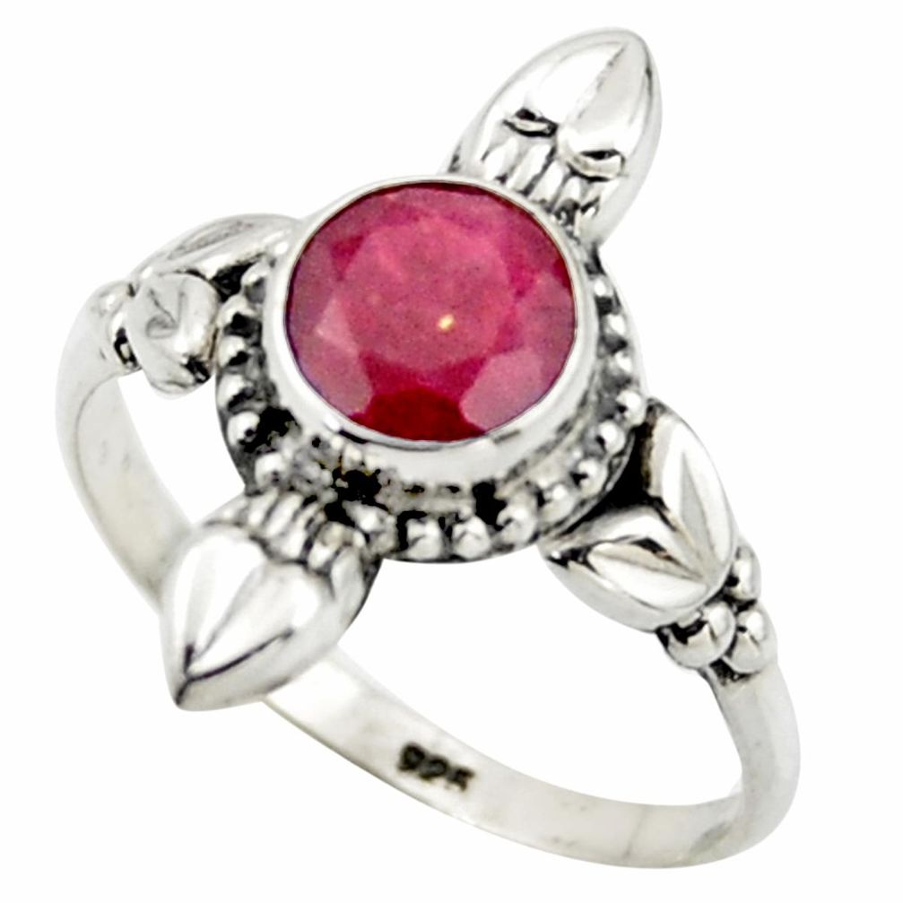 2.60cts natural red ruby 925 sterling silver solitaire ring size 8.5 r41431