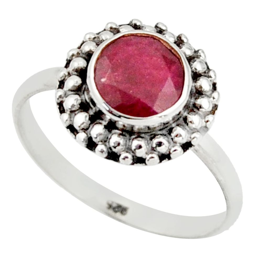 2.49cts natural red ruby 925 sterling silver solitaire ring size 7.5 r41443