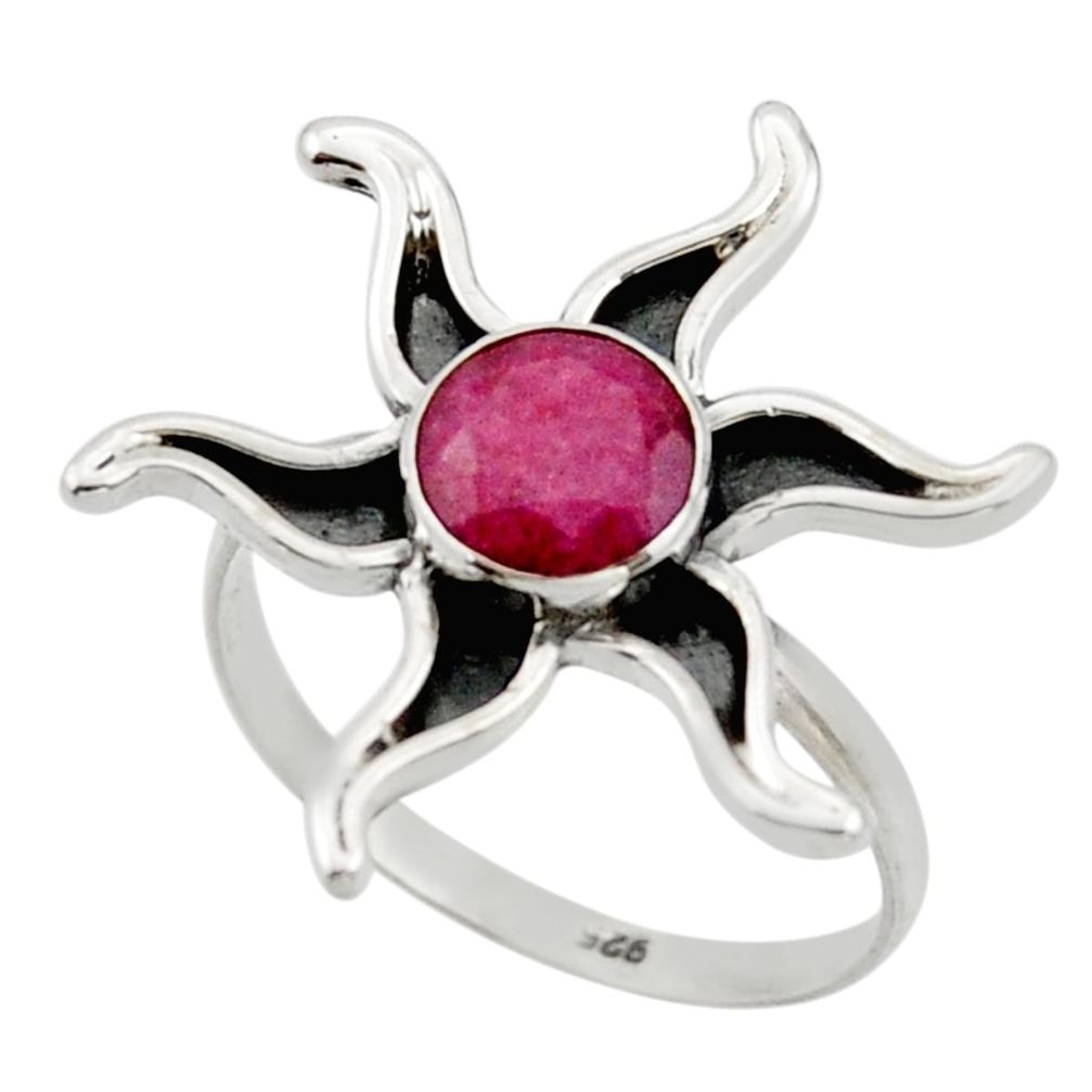 2.53cts natural red ruby 925 sterling silver solitaire ring size 8.5 r41466