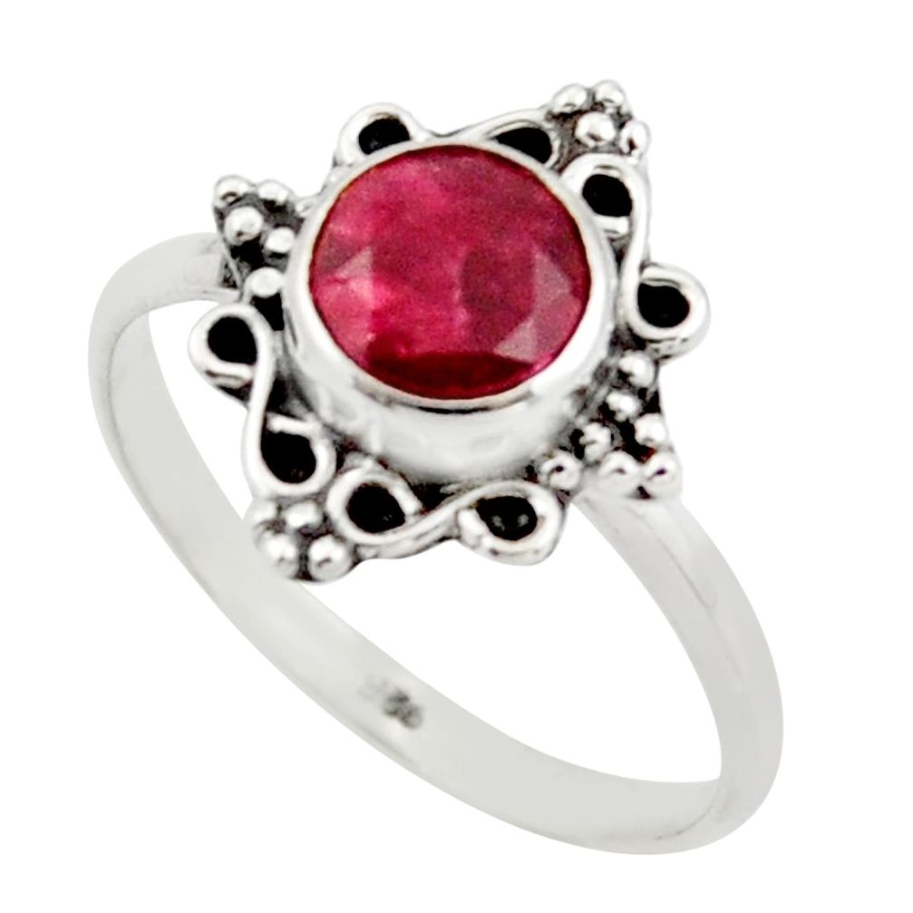 2.82cts natural red ruby 925 sterling silver solitaire ring size 8.5 r41483