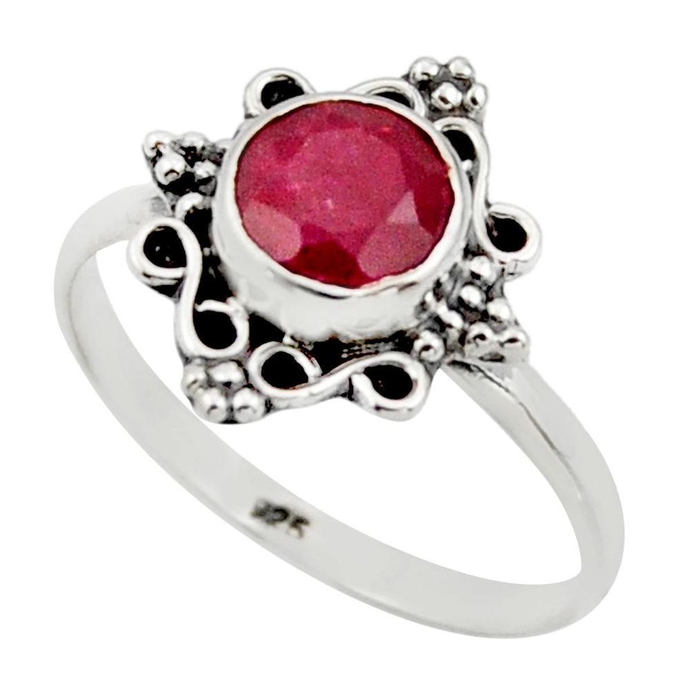 2.50cts natural red ruby 925 sterling silver solitaire ring size 8.5 r41484