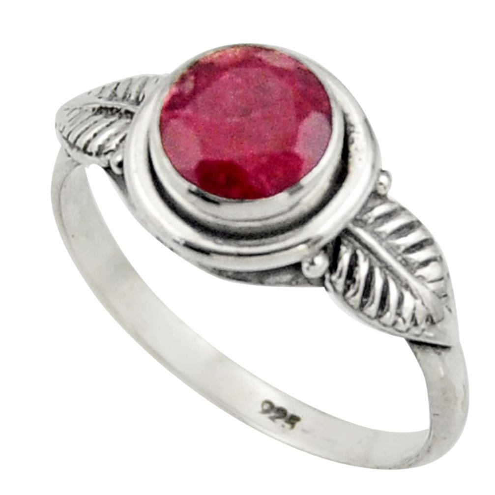 2.57cts natural red ruby 925 sterling silver solitaire ring size 8.5 r41506