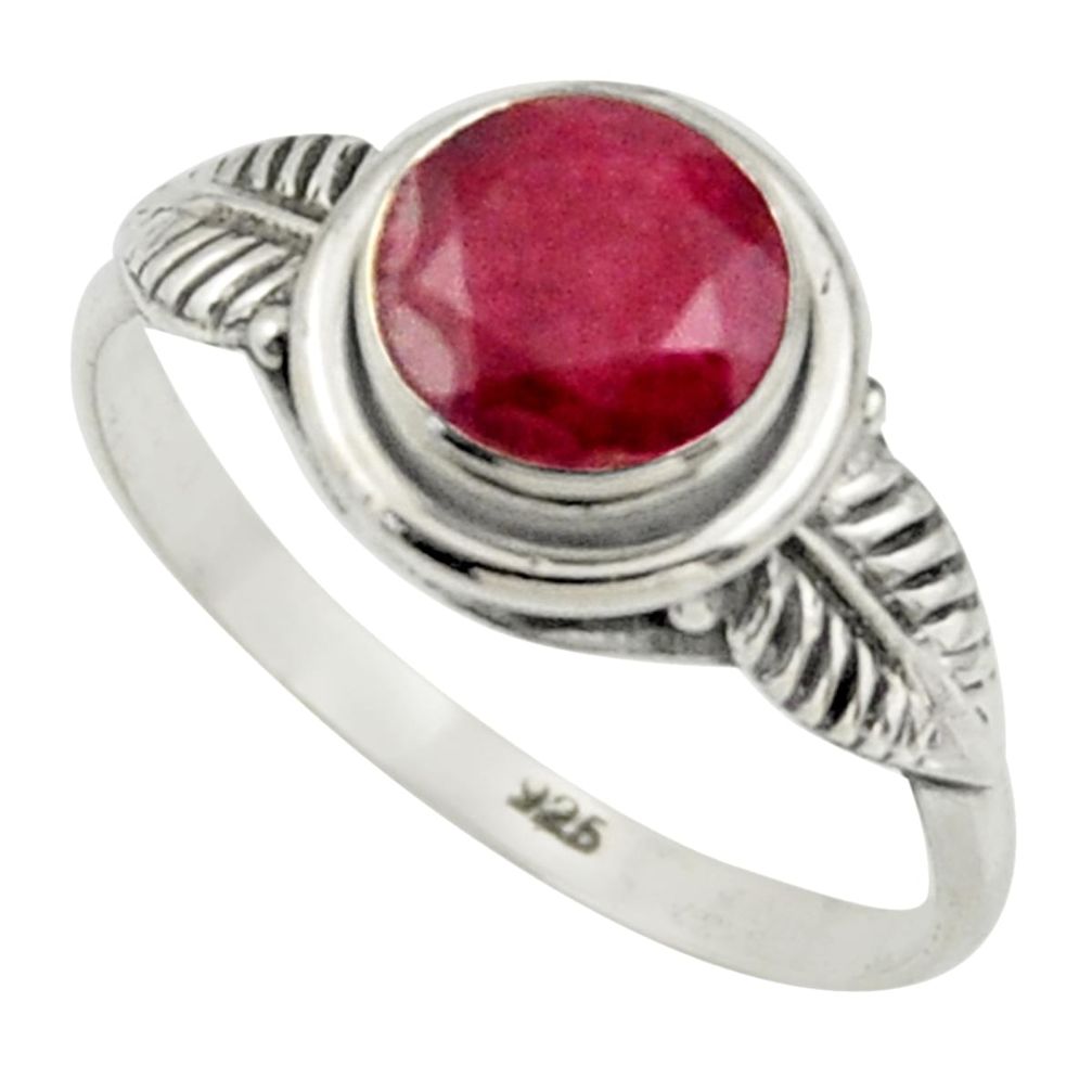 2.36cts natural red ruby 925 sterling silver solitaire ring size 8.5 r41507