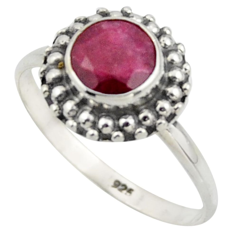 2.50cts natural red ruby 925 sterling silver solitaire ring size 8.5 r41567