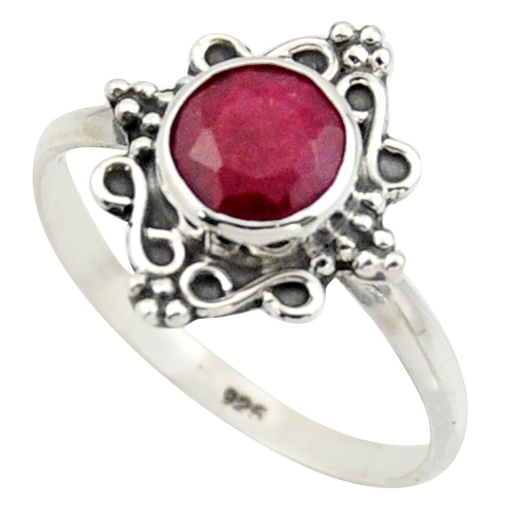2.56cts natural red ruby 925 sterling silver solitaire ring size 8.5 r41568