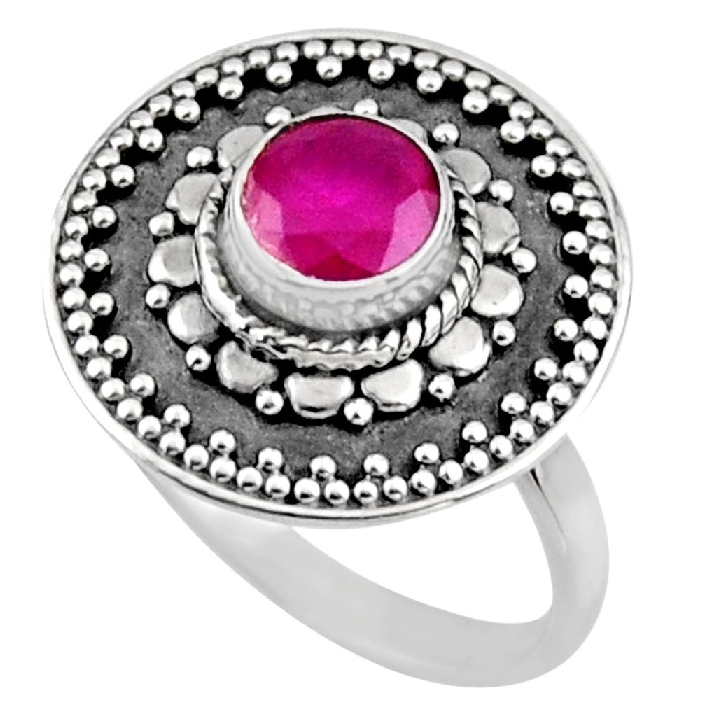 0.90cts natural red ruby 925 sterling silver solitaire ring size 7.5 r54373