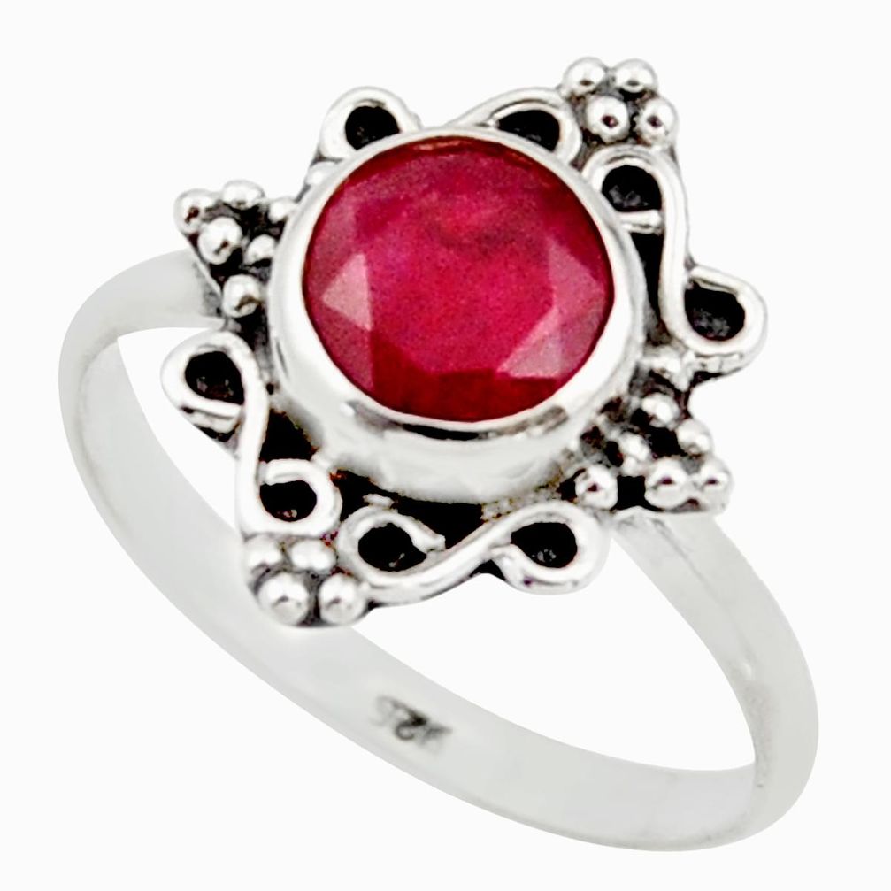 2.37cts natural red ruby 925 sterling silver solitaire ring size 7 r41482