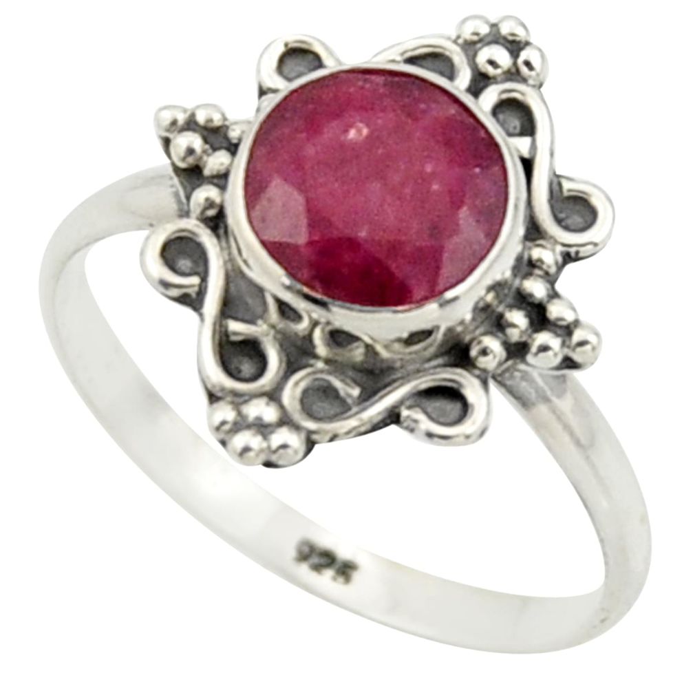 2.60cts natural red ruby 925 sterling silver solitaire ring size 7 r41569