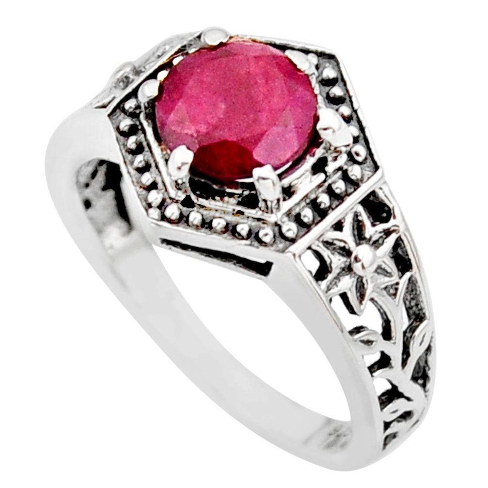 2.32cts natural red ruby 925 sterling silver solitaire ring size 8 r35950