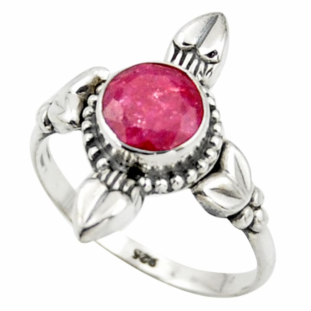 2.49cts natural red ruby 925 sterling silver solitaire ring size 8 r41430