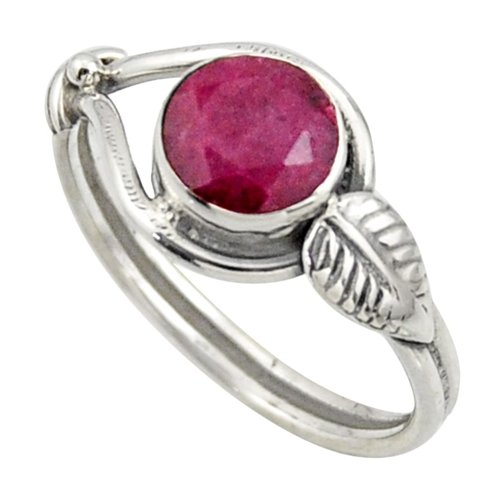 2.42cts natural red ruby 925 sterling silver solitaire ring size 8 r41530