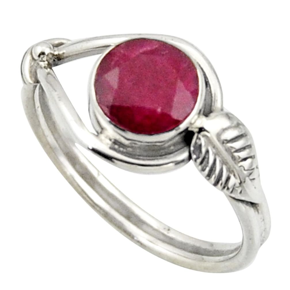 2.42cts natural red ruby 925 sterling silver solitaire ring size 8 r41531