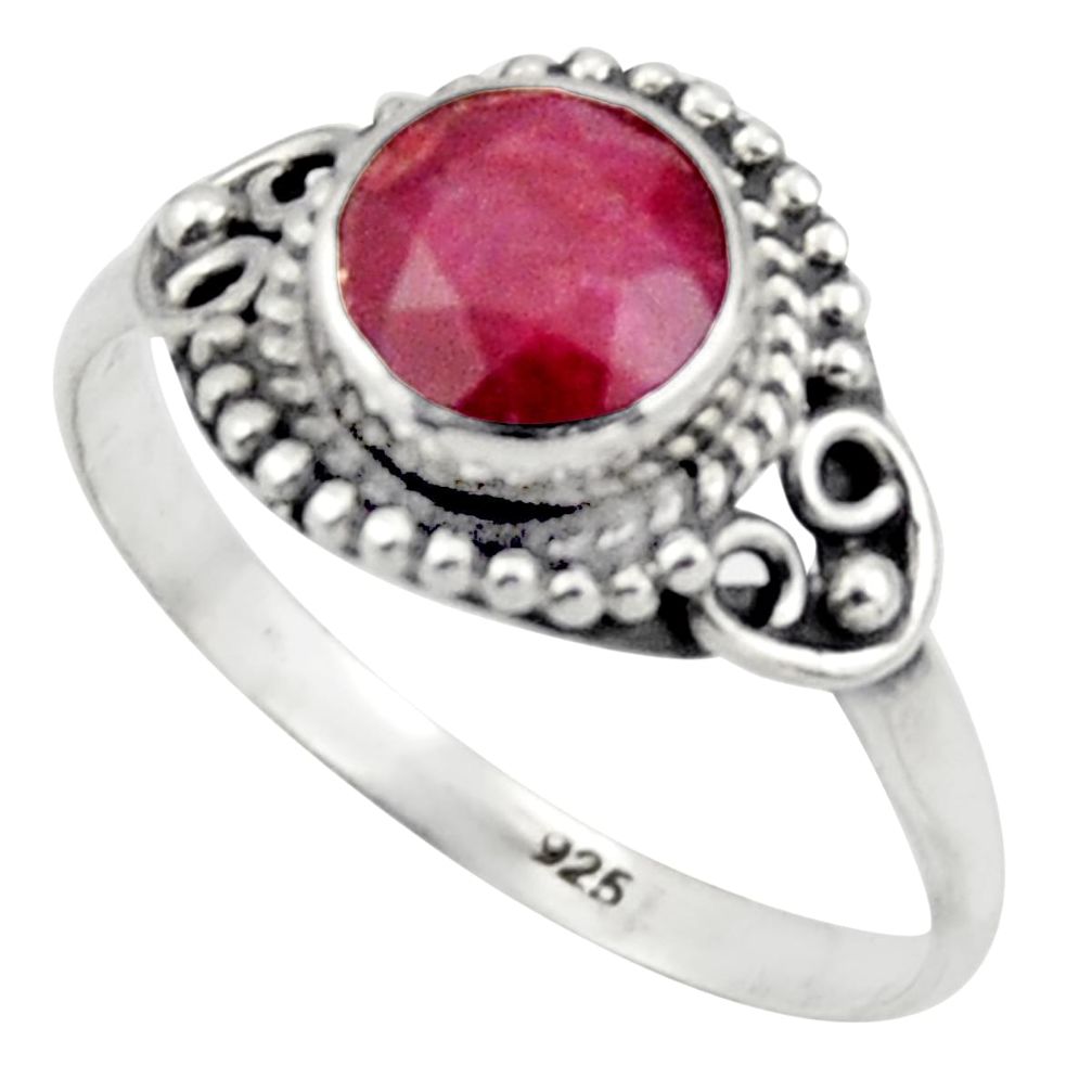 2.66cts natural red ruby 925 sterling silver solitaire ring size 8 r41628