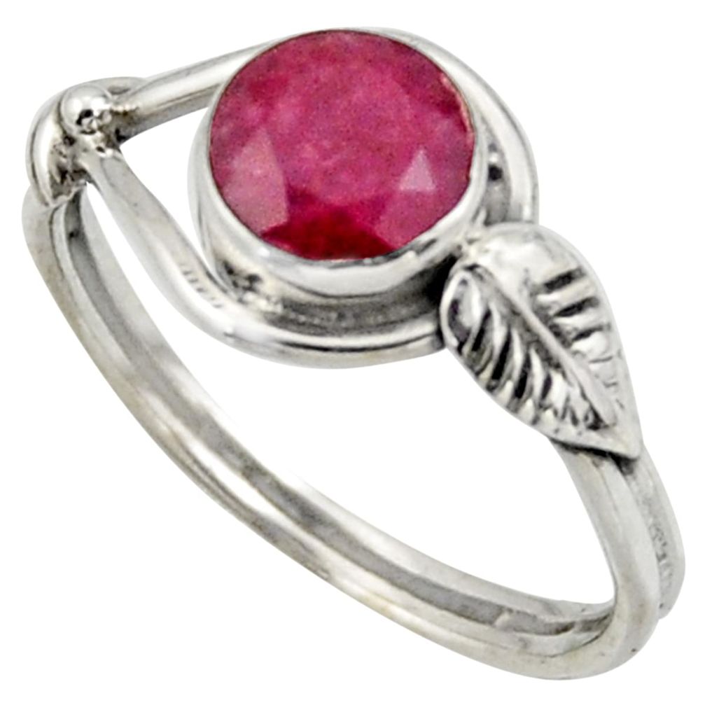 2.42cts natural red ruby 925 sterling silver solitaire ring size 9 r41529