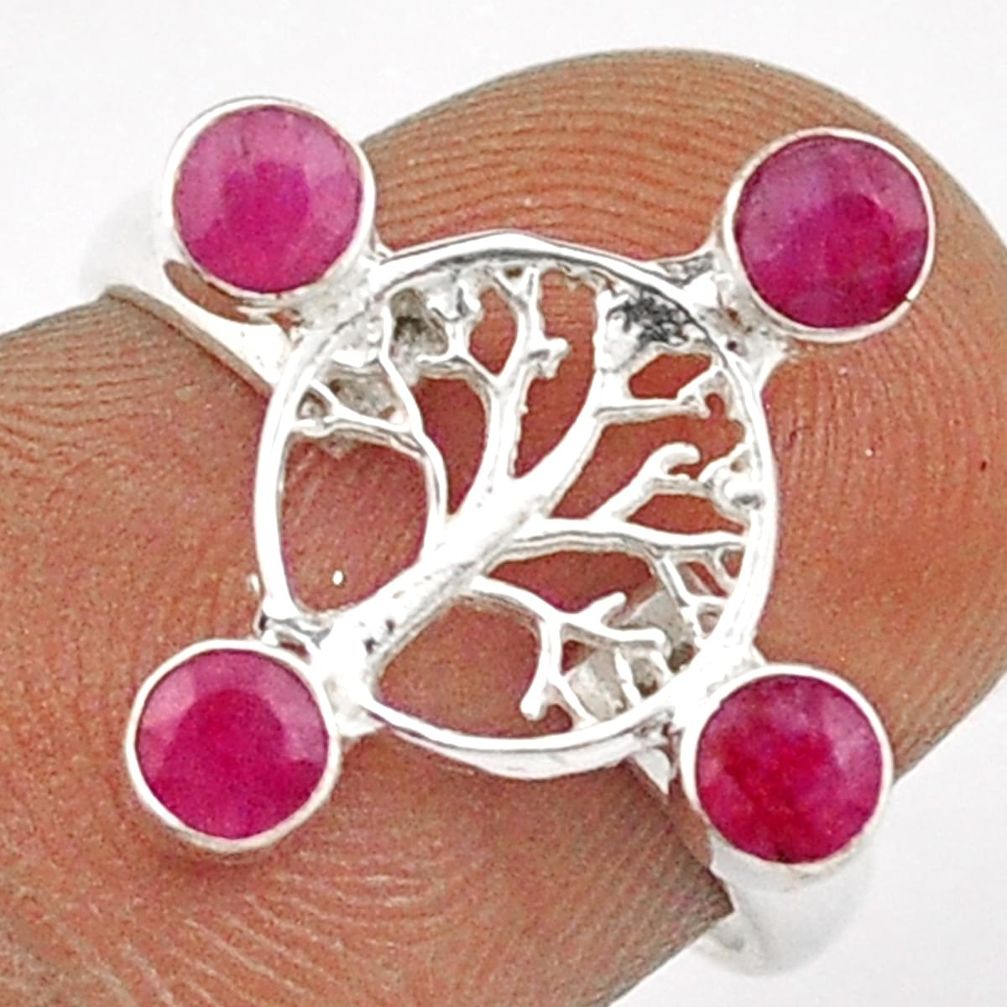 1.15cts natural red ruby 925 sterling silver tree of life ring size 6 t88768