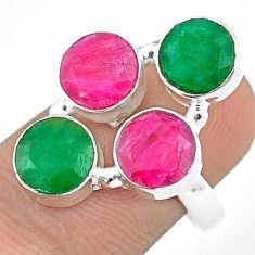 8.68cts natural red ruby emerald 925 sterling silver ring size 6.5 u32249
